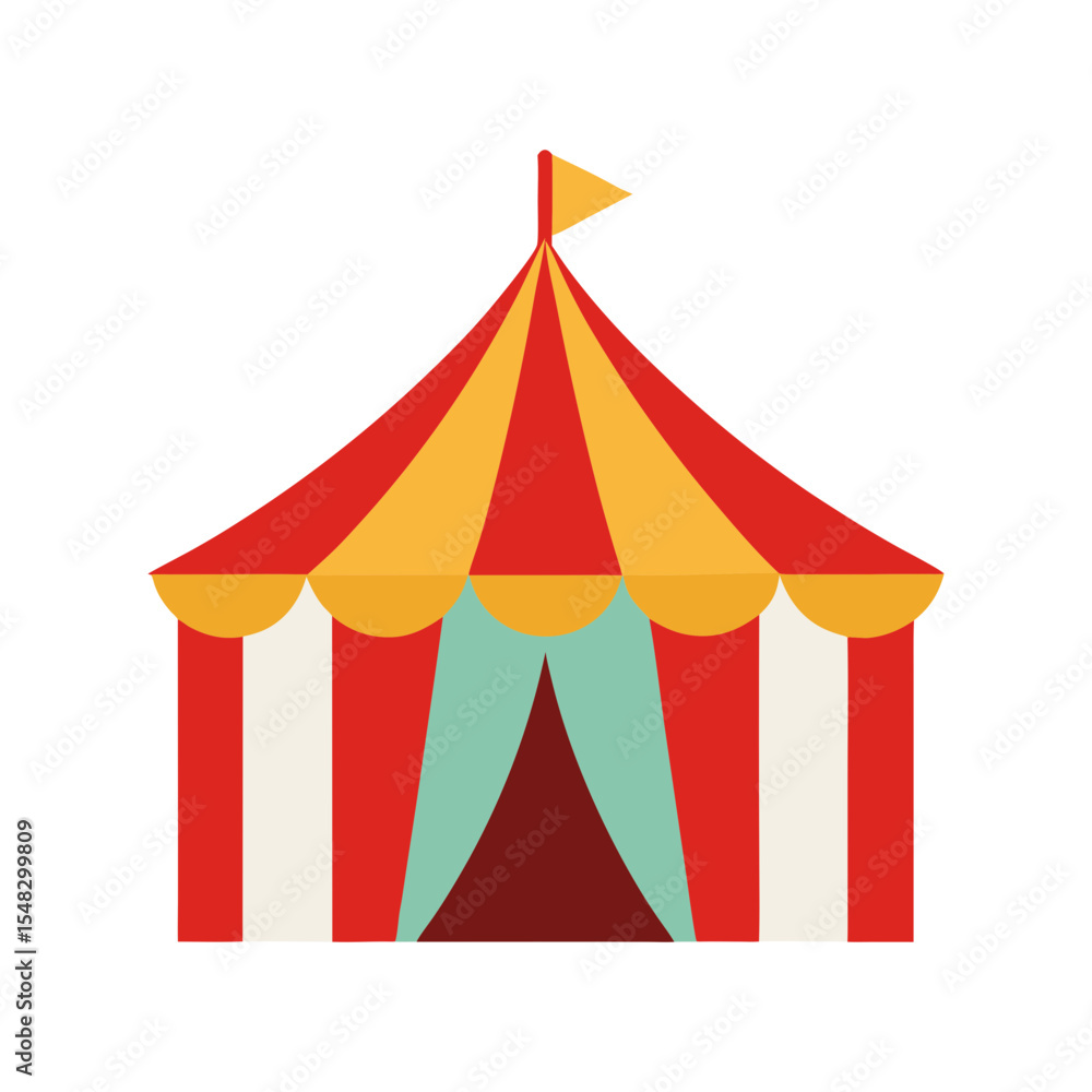 Fototapeta premium Toy tent clipart vector illustration for kids indoor camping on white background