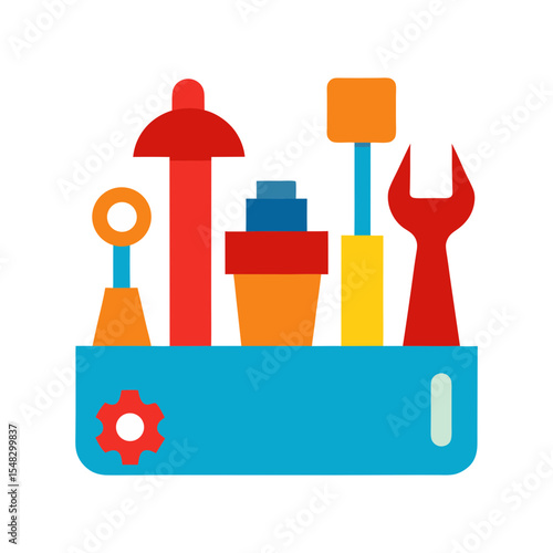 Toy tools set clipart vector illustration of pretend handyman toy on white background