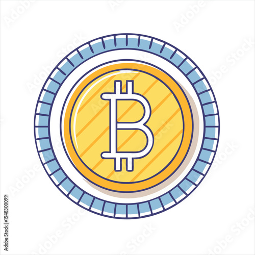 Bitcoin cryptocurrency stylized illustration on white background for blockchain technology concepts