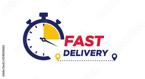 Fast Delivery Logo with Stopwatch and Location Markers