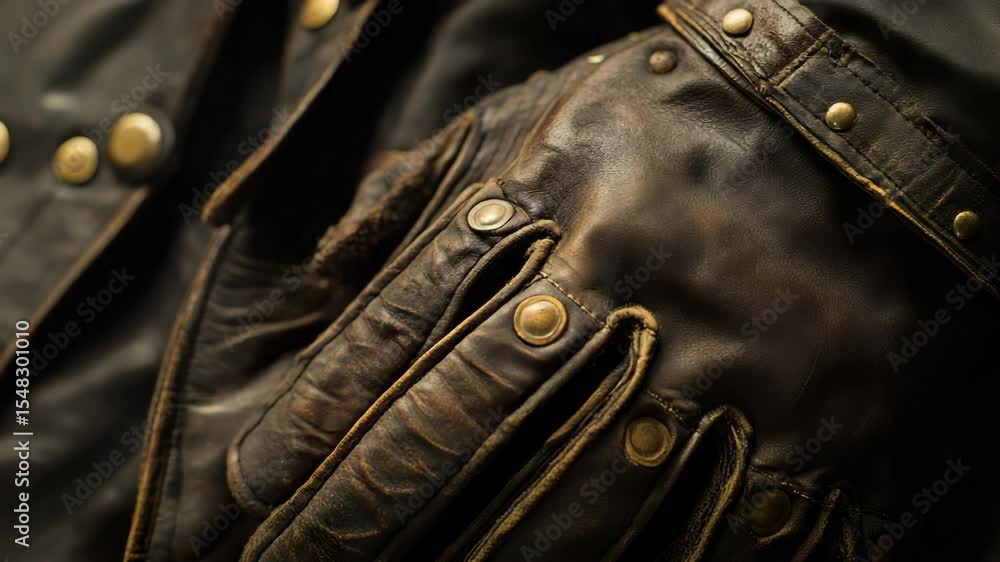 A close up of a pair of brown leather gloves A close up of a pair of brown leather gloves