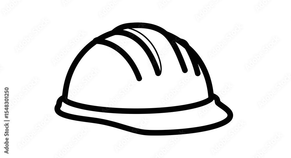 Fototapeta premium Simple Black and White Construction Hard Hat Outline Illustration