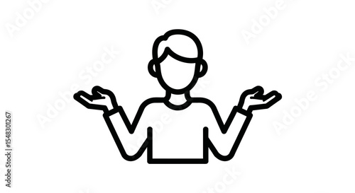 Simple Black and White Icon of Person Shrugging Shoulders