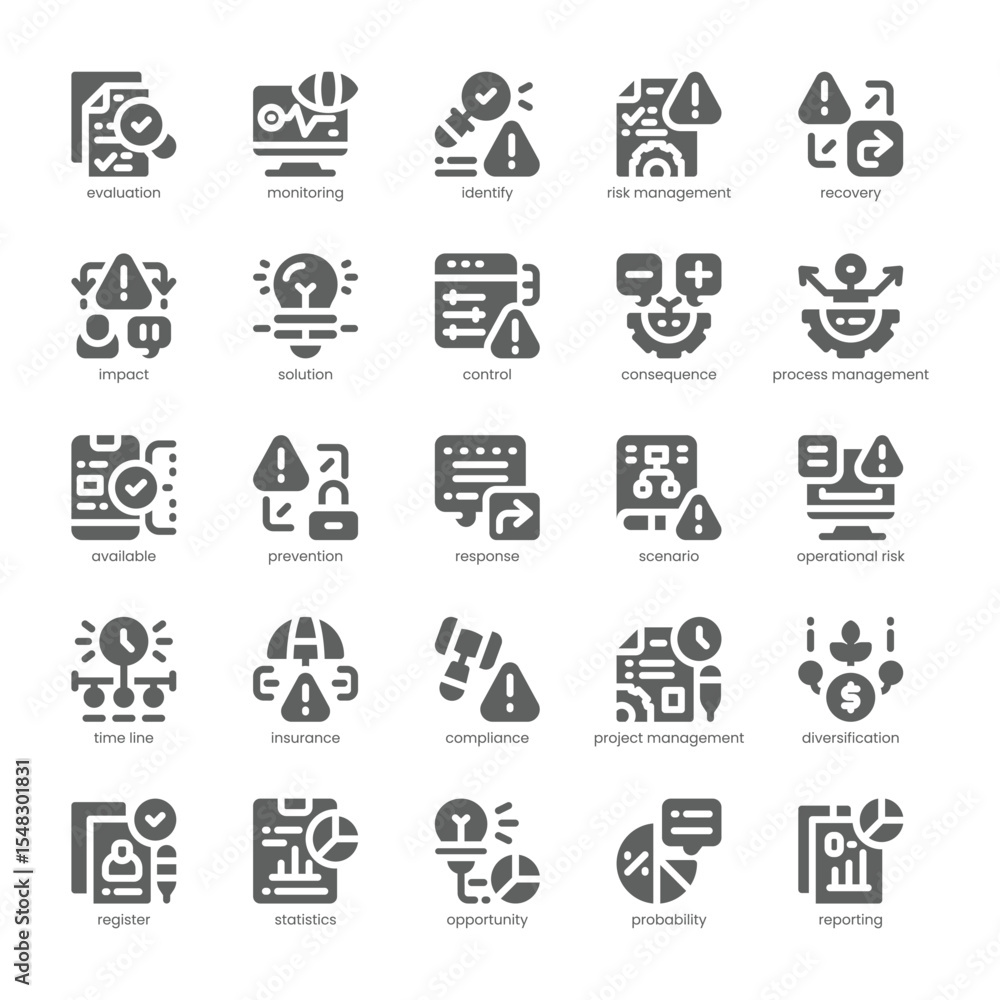 Risk Management Icon pack for your website, mobile, presentation, and logo design. Risk Management Icon solid design. Vector graphics illustration and editable stroke. Risk Management Icon pack for your website, mobile, presentation, and logo design. Risk Management Icon solid design. Vector graphics illustration and editable stroke.