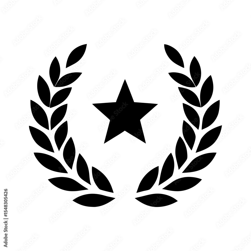 Fototapeta premium laurel wreath with star icon vector art.