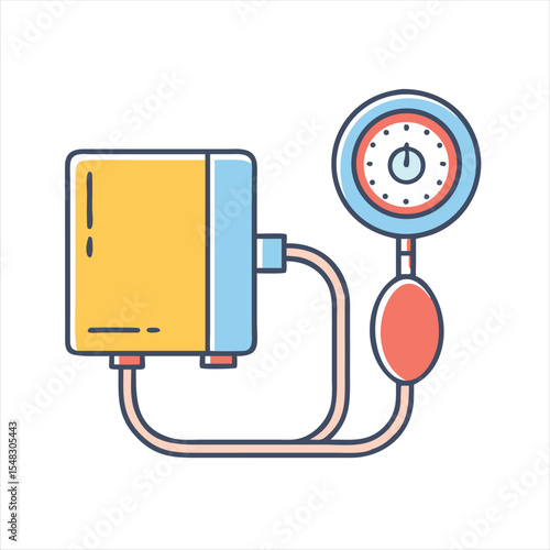 Stylized Illustration of a Sphygmomanometer Device Used to Measure Blood Pressure