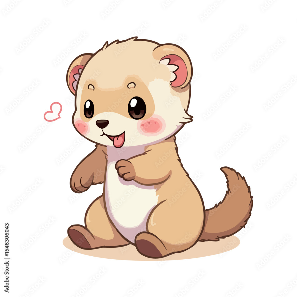 Fototapeta premium Cute Baby Ferret Clipart 01