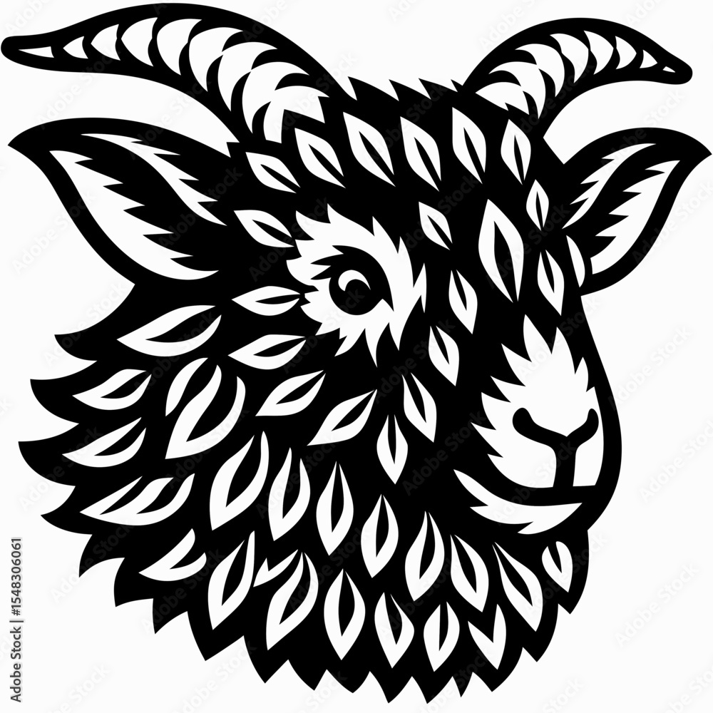 Fototapeta premium Charming Knitted Wool Goat Illustration