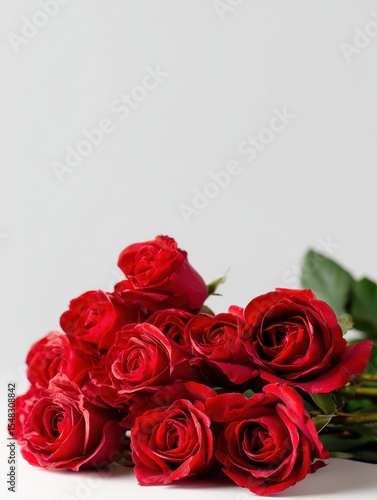 Wallpaper Mural A bouquet of red roses on a table with a white background and copy space for an image Torontodigital.ca
