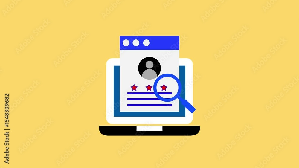 Computer user profile icon and star review concept. Computer user profile icon and star review concept.