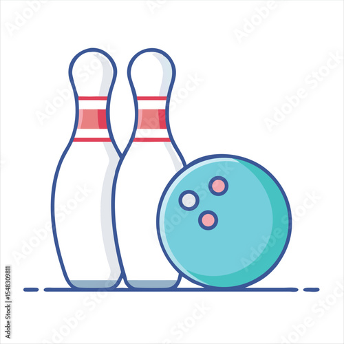 Bowling pins and a bowling ball ready for a fun game of bowling