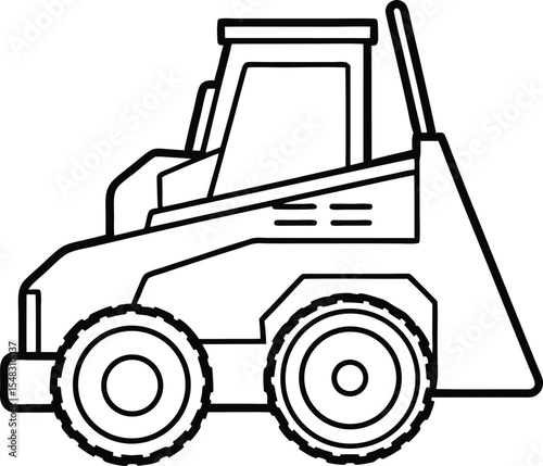 Tracked skid steer loader vehicle icon for construction and land work silhouette vector