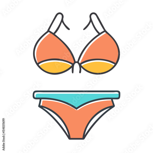 Stylish two piece bikini swimsuit for swimming and sunbathing at the beach