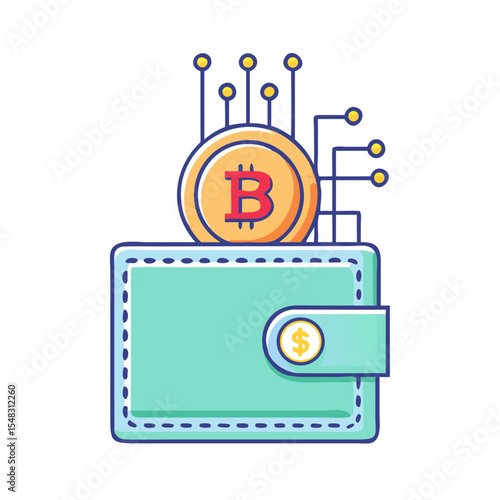 Modern bitcoin wallet concept with connection nodes and financial technology