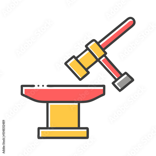 Stylized blacksmith anvil with hammer, illustrating the concept of metalworking and crafting