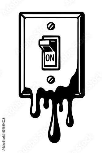 Creative Black and White Melting Light Switch Vector Illustration - Unique Graphic Design Element