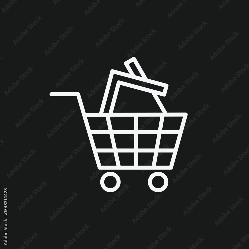 Shopping Cart with Item Icon, E-commerce And Online Shopping Symbol Shopping Cart with Item Icon, E-commerce And Online Shopping Symbol