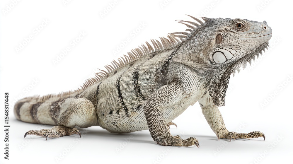 Obraz premium Gray iguana profile against white background