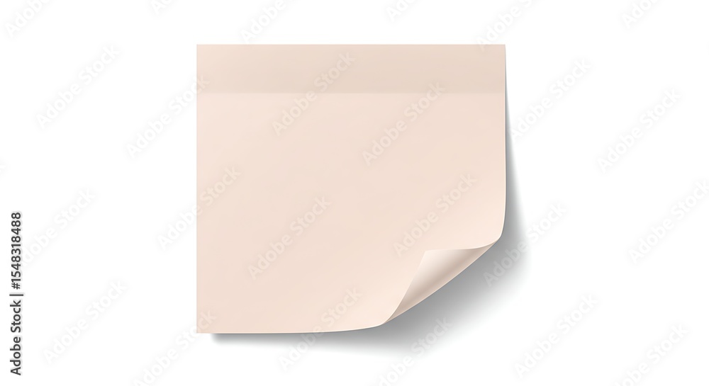 A realistic square sticky note with one corner lifting, matte pastel color, soft realistic shadows, floating on white
A realistic square sticky note with one corner lifting, matte pastel color, soft realistic shadows, floating on white