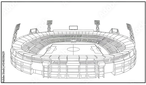 Field Stadium Detailed Vector Soccer Football Stadium Outline Shape Silhouette Vector for Background
