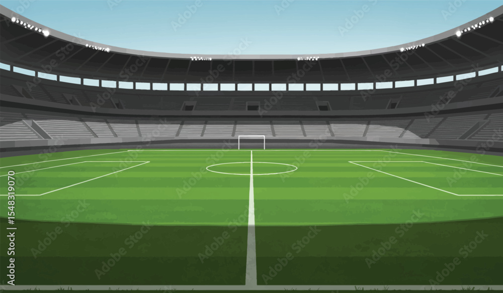 Fototapeta premium Soccer field with scoreboard, vector football field flat vector 