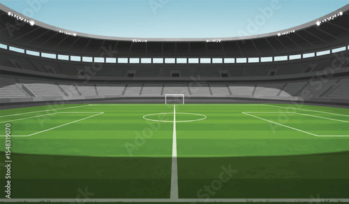 Soccer field with scoreboard, vector football field flat vector
