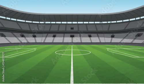 Soccer field with scoreboard, vector football field flat vector
