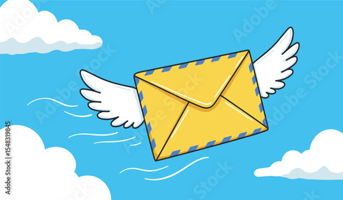 A vector illustration of a flying mail
