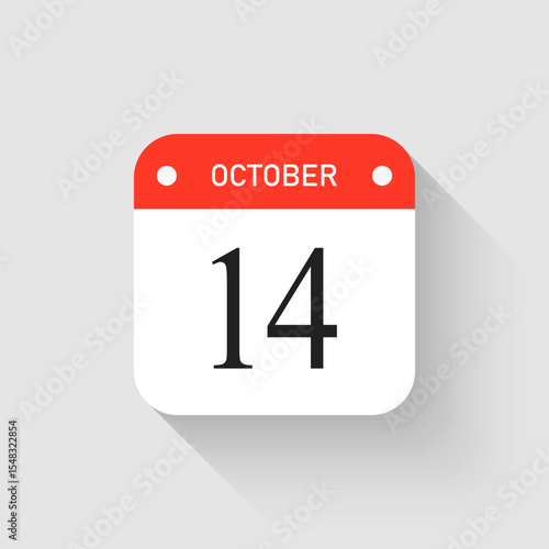 Vector icon page day calendar - 14 October month