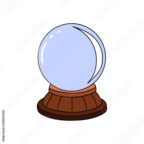 Magical crystal ball. Spiritual amulet mystical good luck charm gem. Outline art magic element collection 
