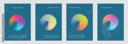 Gradient Abstract Poster Collection with Colorful Blurred Circles on Teal Background, Editable EPS, Cover templateIdeal design for social media, poster, flyer