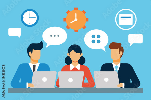 business people with social network icons