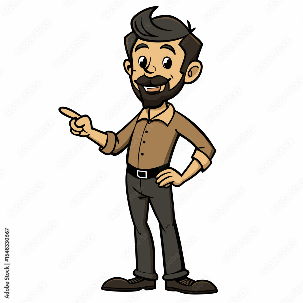Creative Man Standing and Pointing Vector Illustration | Confident Character Pose for Presentations, UI, and Business Design Creative Man Standing and Pointing Vector Illustration | Confident Character Pose for Presentations, UI, and Business Design