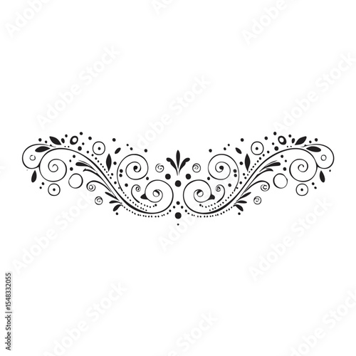 Elegant black swirl floral design element