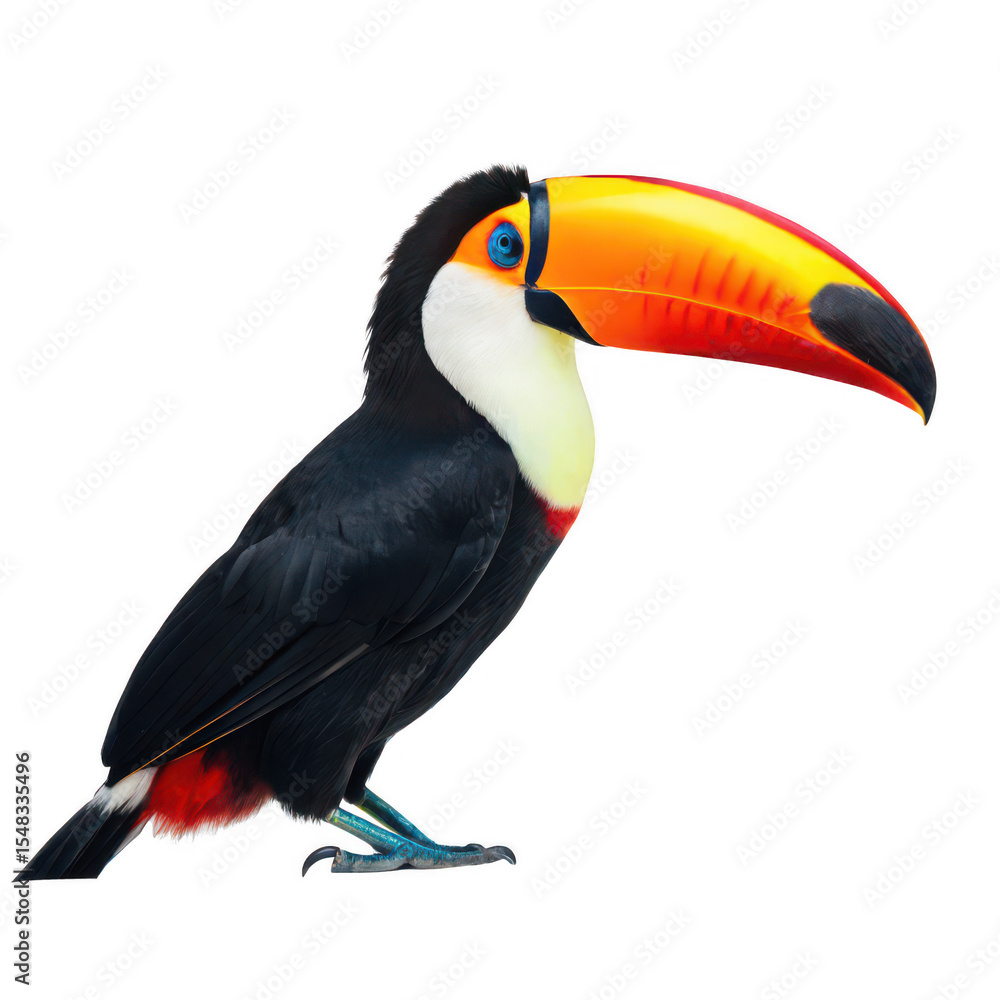 Fototapeta premium Toucan animal png colorful large-billed bird png tropical rainforest species png exotic avian wildlife png distinctive beak bird png transparent background image