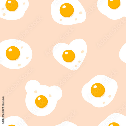 Cute fried eggs seamless pattern, great design for any purposes. Hand drawn doodle vector illustration.