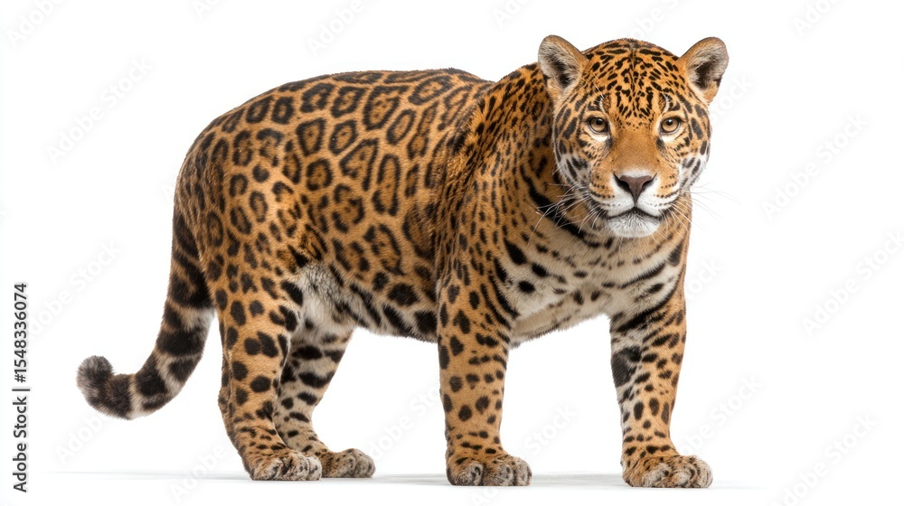 Fototapeta premium Jaguar standing against white background