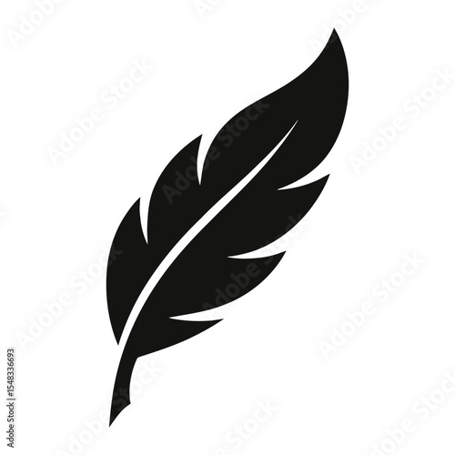 Light feather silhouette vector icon.