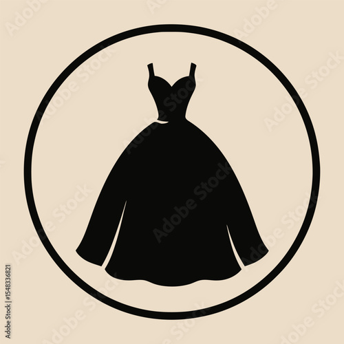 Classic ball gown icon in circle vector illustration.