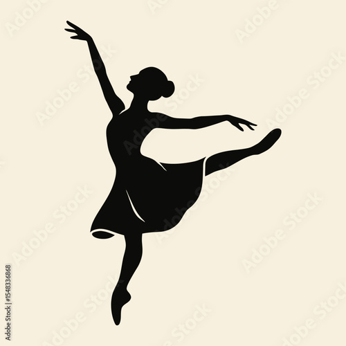 Ballet dancer jumping pose vector illustration.