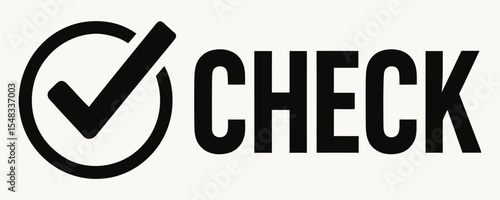 Black check mark in circle icon vector illustration.