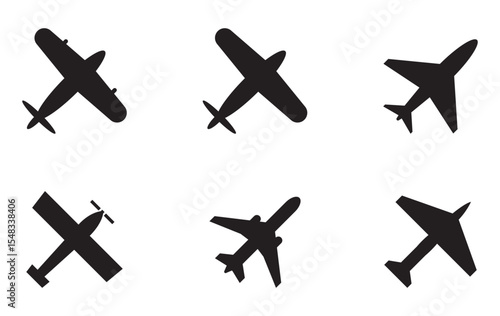 Set airplane icon. Aircrafts flat style - stock vector.