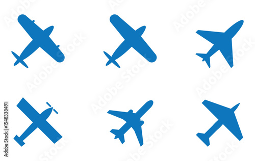 Set airplane icon. Aircrafts flat style - stock vector.
