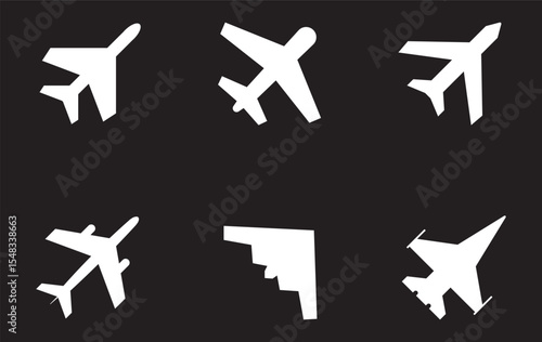 Plane icon set. Airplane icon vector. Flight transport symbol. Travel illustration. Holiday symbol
