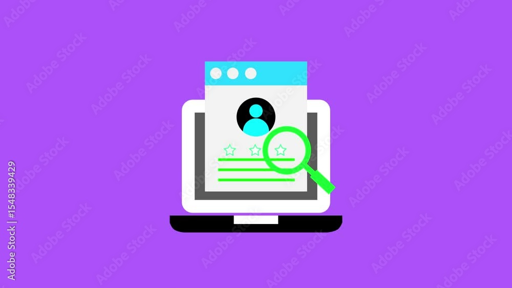 loop animation with user profile icon and star review. loop animation with user profile icon and star review.