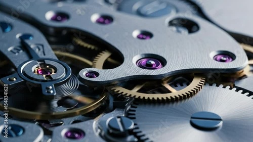 Wallpaper Mural Closeup of intricate watch mechanism with gears and jewels   Torontodigital.ca