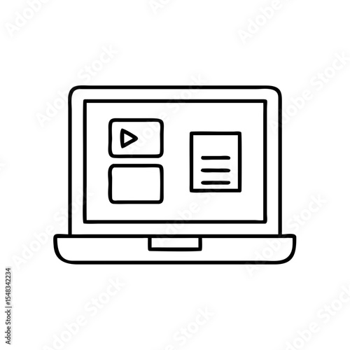 Vector icon of a laptop displaying presentation slides for public speaking