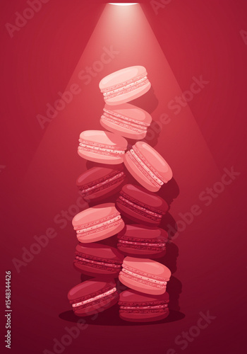 Elegant Pink Macarons: A delightful stack of pastel macarons with a minty twist