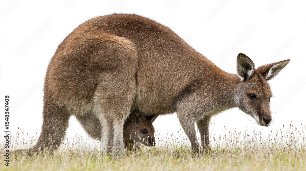 Fototapeta premium Kangaroo mother with joey in pouch