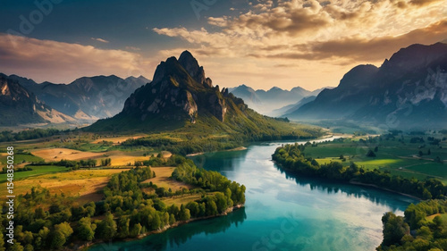 beautiful natural scenery background, mountains, forests, lakes, gardens, seas, waterfalls
